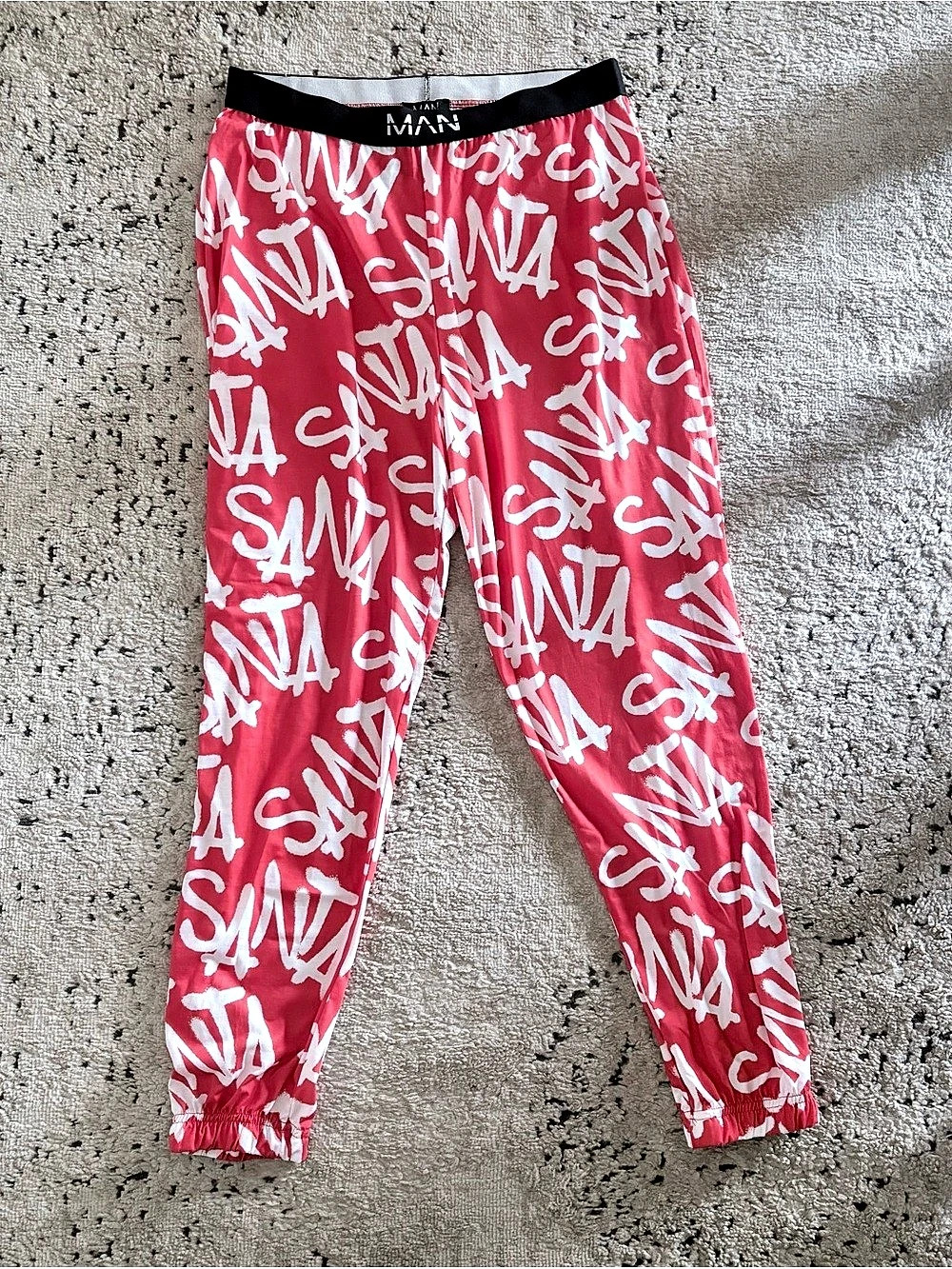 boohooMAN Red Graffiti Print Lounge Jogger Pants Size L NWT